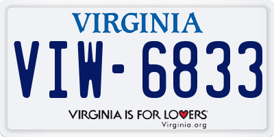 VA license plate VIW6833