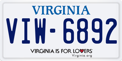 VA license plate VIW6892