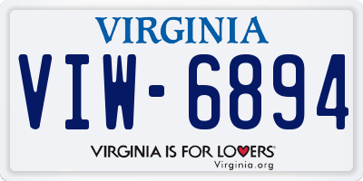 VA license plate VIW6894
