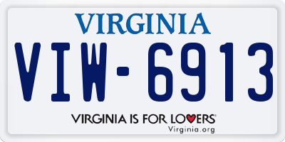 VA license plate VIW6913