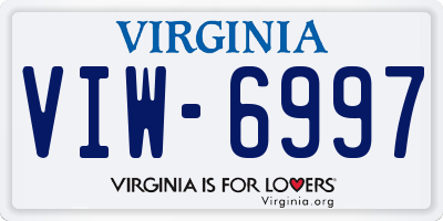 VA license plate VIW6997