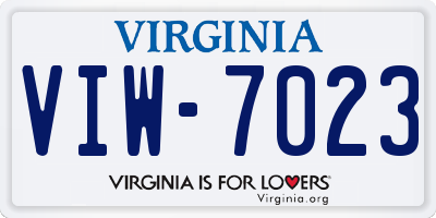 VA license plate VIW7023