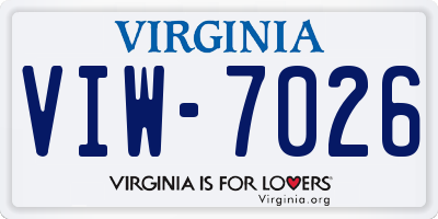 VA license plate VIW7026