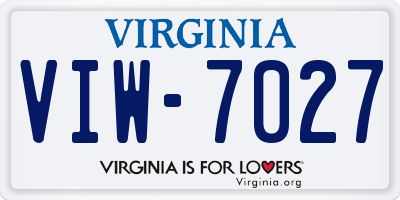 VA license plate VIW7027
