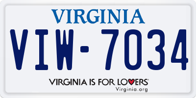 VA license plate VIW7034