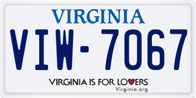VA license plate VIW7067