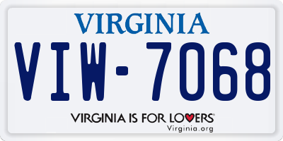 VA license plate VIW7068