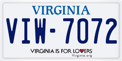 VA license plate VIW7072