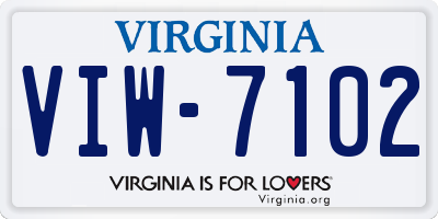 VA license plate VIW7102