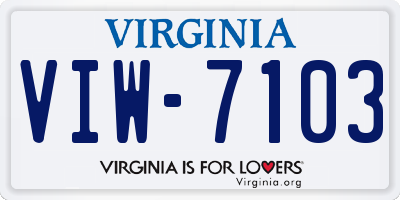 VA license plate VIW7103