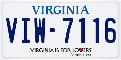 VA license plate VIW7116