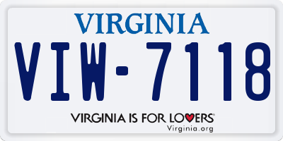 VA license plate VIW7118