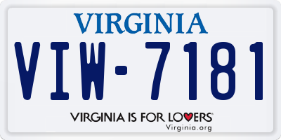 VA license plate VIW7181