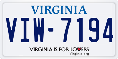 VA license plate VIW7194