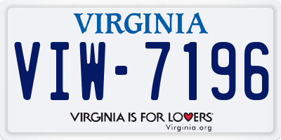 VA license plate VIW7196