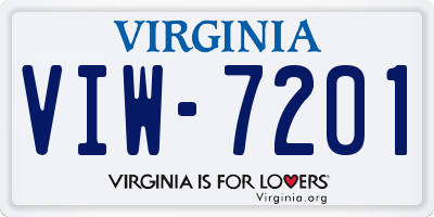 VA license plate VIW7201
