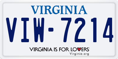 VA license plate VIW7214