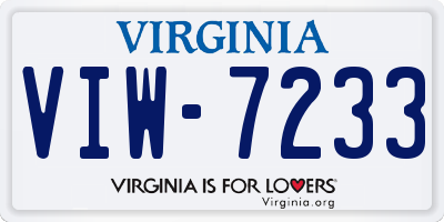 VA license plate VIW7233