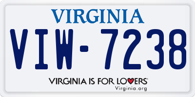 VA license plate VIW7238