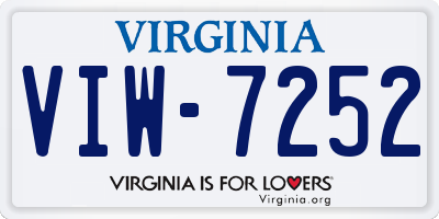 VA license plate VIW7252