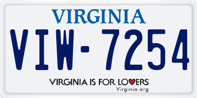 VA license plate VIW7254