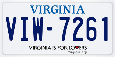 VA license plate VIW7261