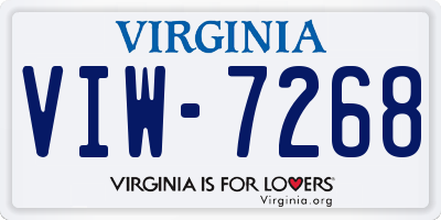 VA license plate VIW7268