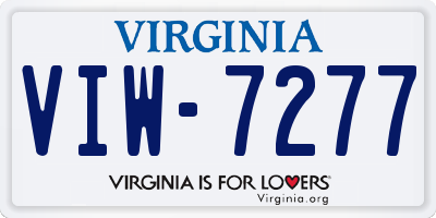 VA license plate VIW7277
