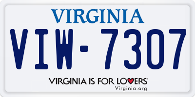 VA license plate VIW7307