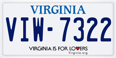 VA license plate VIW7322