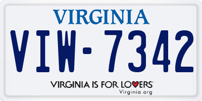 VA license plate VIW7342