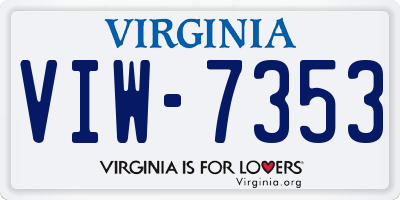 VA license plate VIW7353