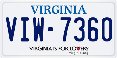VA license plate VIW7360
