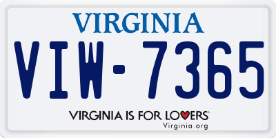 VA license plate VIW7365