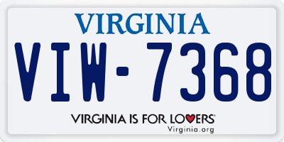 VA license plate VIW7368