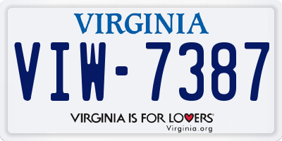 VA license plate VIW7387