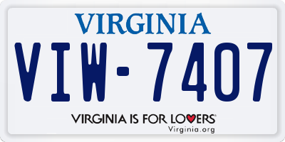 VA license plate VIW7407
