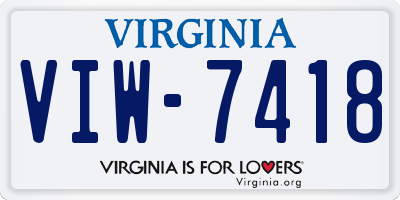 VA license plate VIW7418
