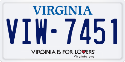 VA license plate VIW7451
