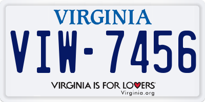 VA license plate VIW7456