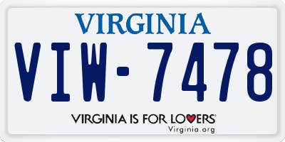 VA license plate VIW7478