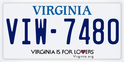 VA license plate VIW7480