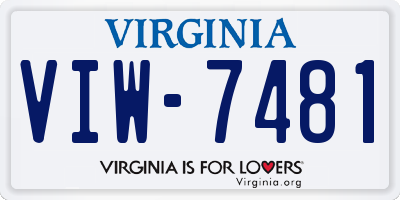 VA license plate VIW7481