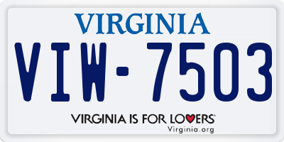 VA license plate VIW7503