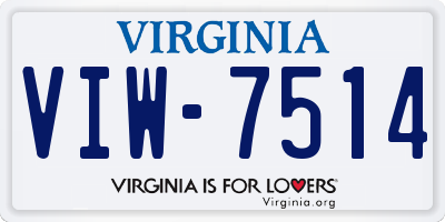 VA license plate VIW7514
