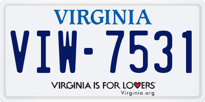 VA license plate VIW7531