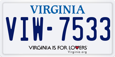VA license plate VIW7533