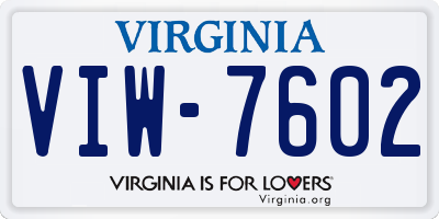 VA license plate VIW7602