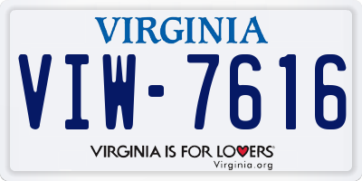 VA license plate VIW7616