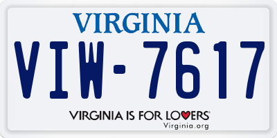 VA license plate VIW7617